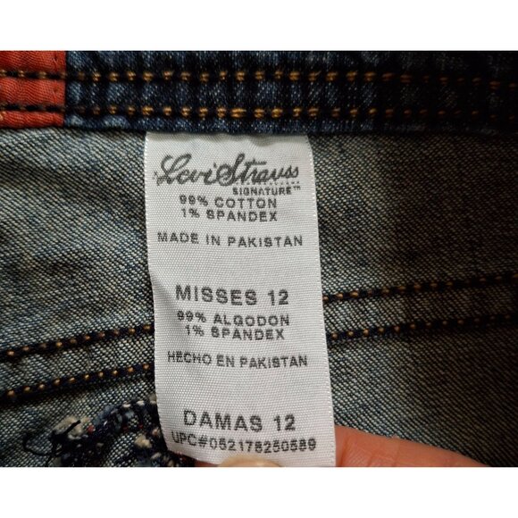Levi Strauss Signature Womens Stretch Denim Jeans Size 12 Mid-Rise Straight Leg - Picture 5 of 11